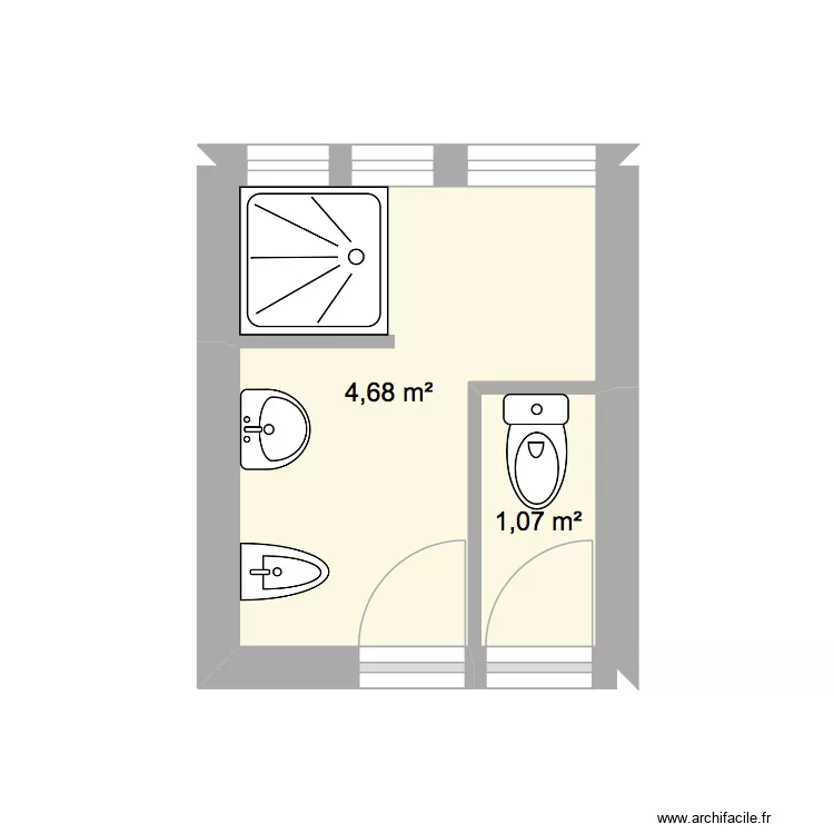 LE MOULLEAU SDB. Plan de 2  et 6 m²