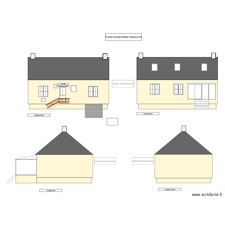 Plan façades après travaux. Plan de 0 pièce et 0 m2