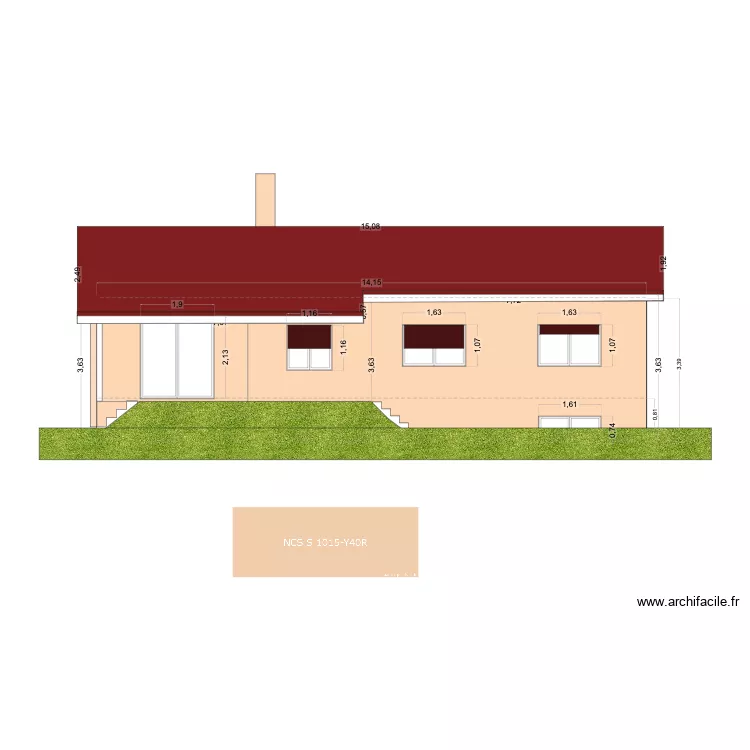 Verch&egrave;res 18a - Fa&ccedil;ade Sud r&eacute;nov&eacute;e. Plan de 