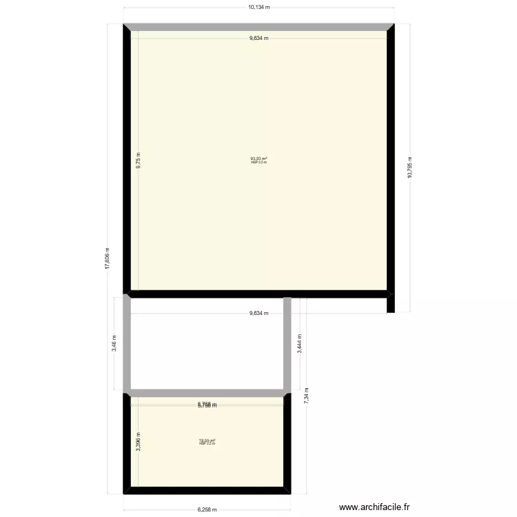 plan de haut maison1. Plan de 2  et 113 m²