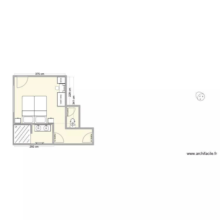 CHAMBRE BIBOU. Plan de 3 Pièces et 21 m² CHAMBRE BIBOU. Plan de 3 Pièces et 21 m²