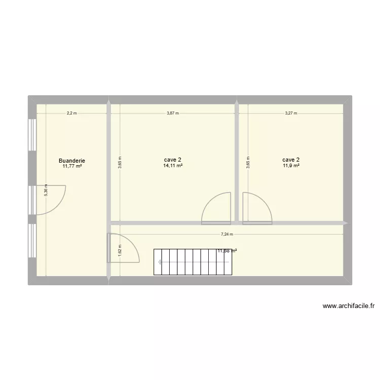 cave. Plan de 4  et 49 m²