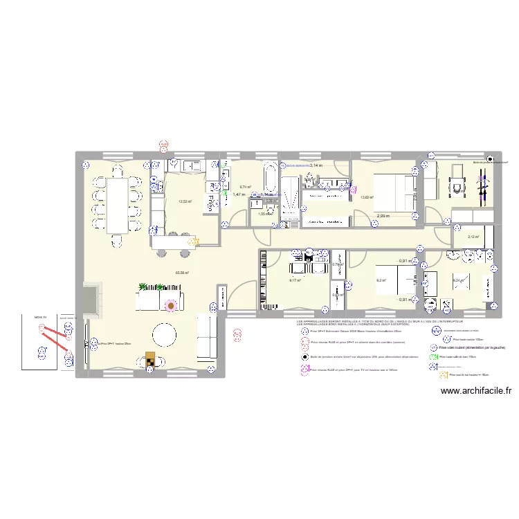 PLAN ELECTRIQUE V1 (06_26). Plan de 15  et 147 m²