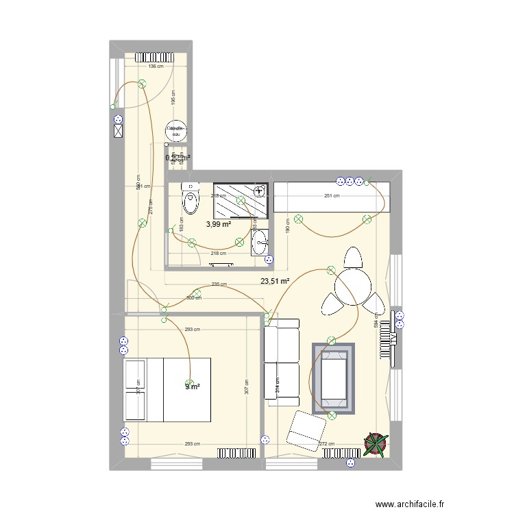 CHARLES_III_A. Plan de 4 pièces et 37 m2