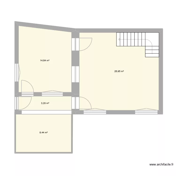 Projet Desbois - Existant. Plan de 4  et 54 m²