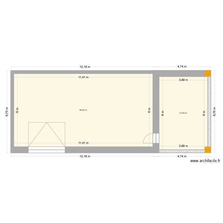 SEDEAU garage. Plan de 2 pièces et 92 m2