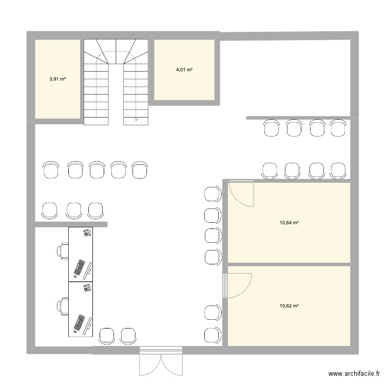 RDC clinique. Plan de 4 pièces et 29 m2