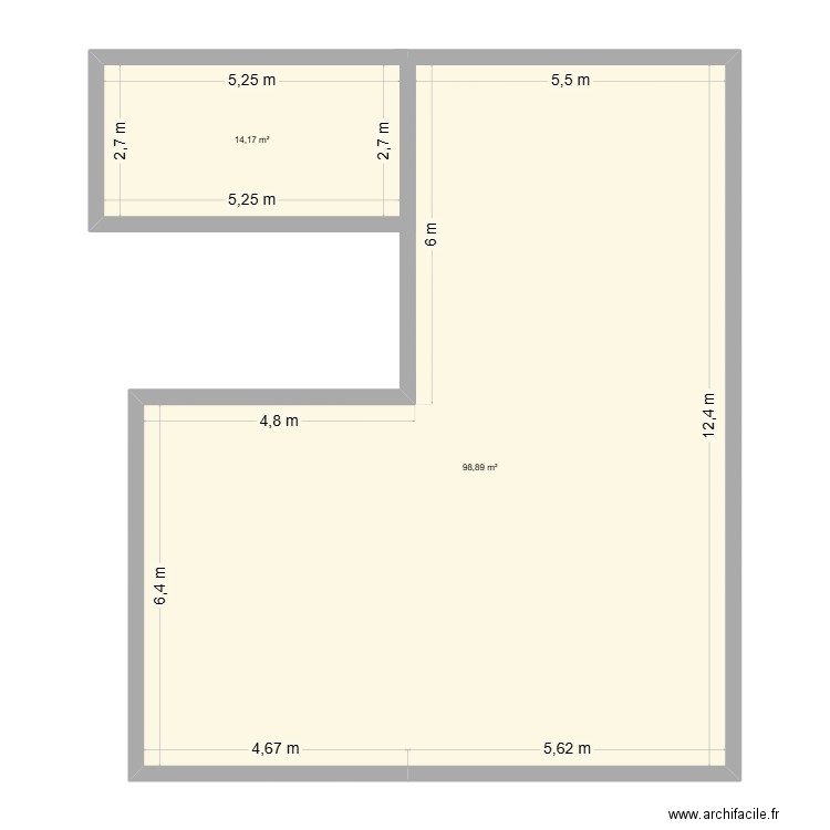 la cave. Plan de 2 pièces et 113 m2