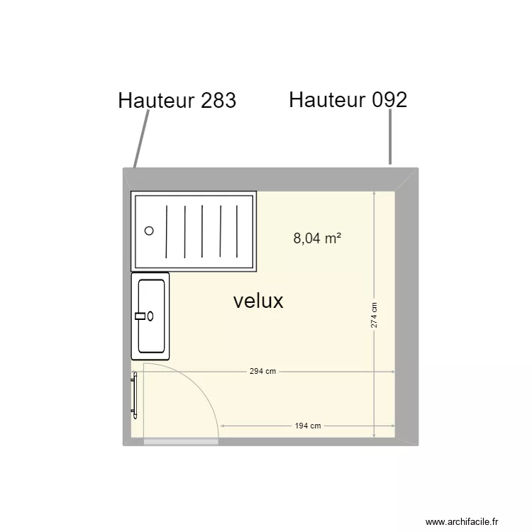SDB BOUR ETAGE. Plan de 