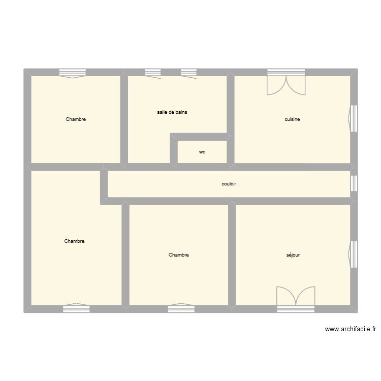 de sousa david et sandrine état initial étage. Plan de 8 pièces et 90 m2