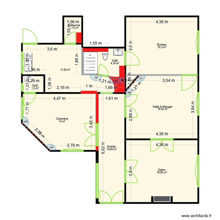 Plan initial appartement echelle 1-50. Plan de 0 pièce et 0 m2