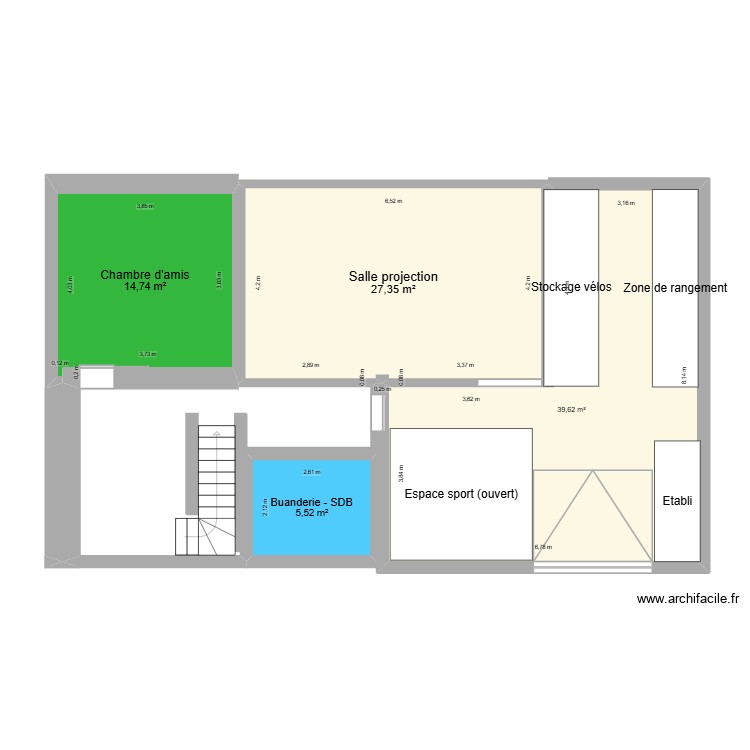 sous-sol projet v1. Plan de 0 pièce et 0 m2