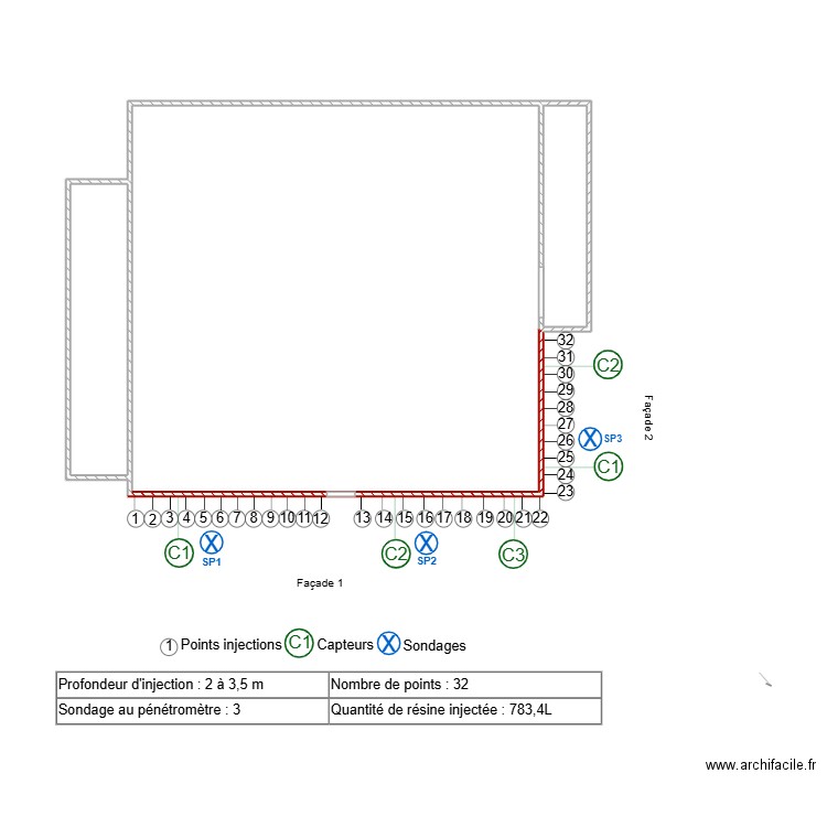 TORRES. Plan de 3 pièces et 58 m2