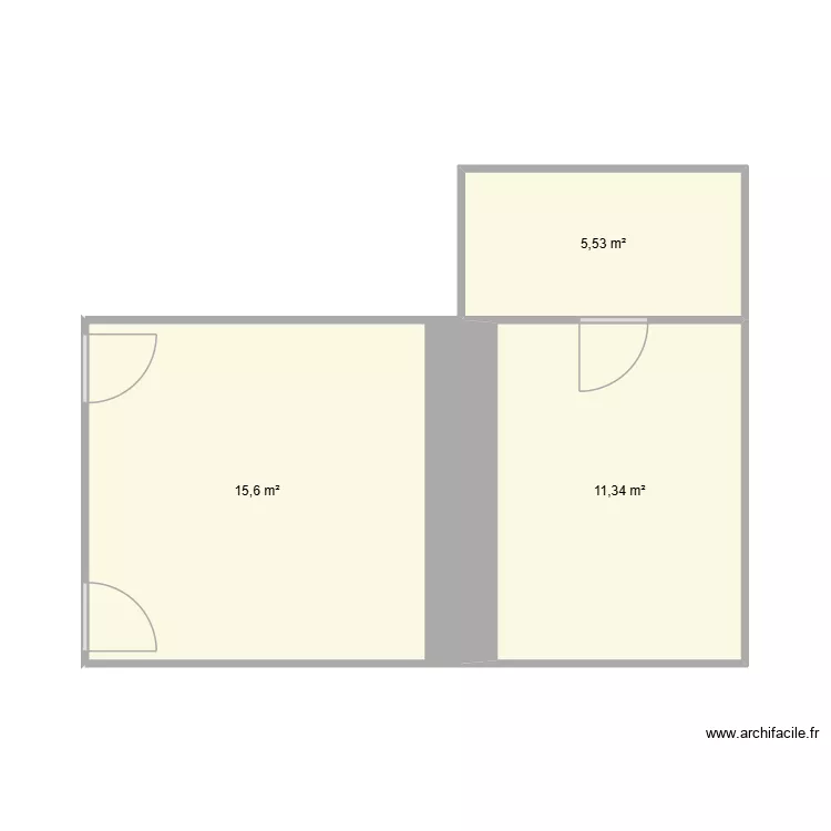 IZ ch.. Plan de 3 Pièces et 32 m²