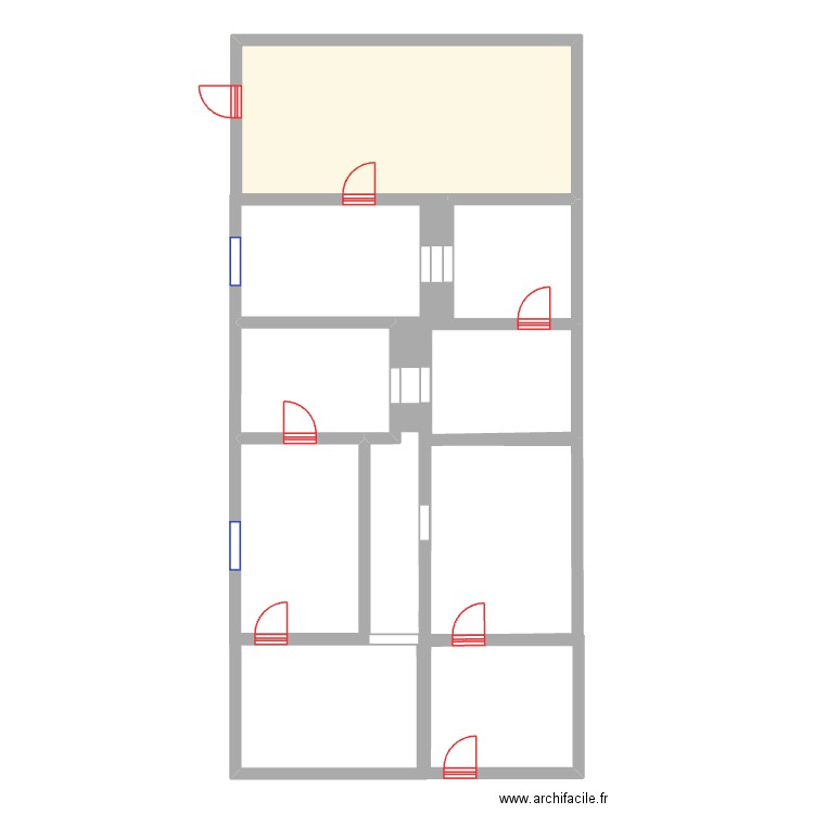 Fouille. Plan de 9 pièces et 109 m2