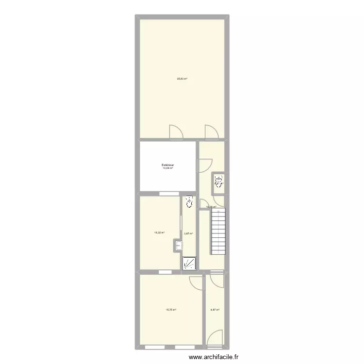 RDC appart. Plan de 8 Pièces et 92 m²