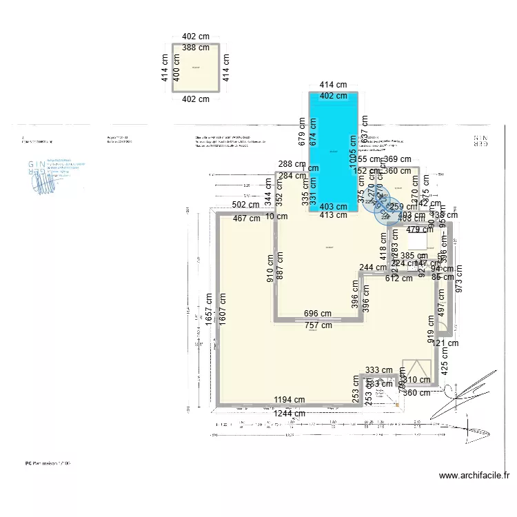 Terrasse + extension St Aubin v2. Plan de 9 et 367 m² Terrasse + extension St Aubin v2. Plan de 9 et 367 m²