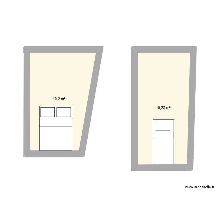chambres. Plan de 2 pièces et 20 m2