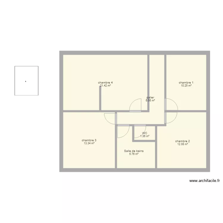 1er &eacute;tage. Plan de 7  et 71 m²