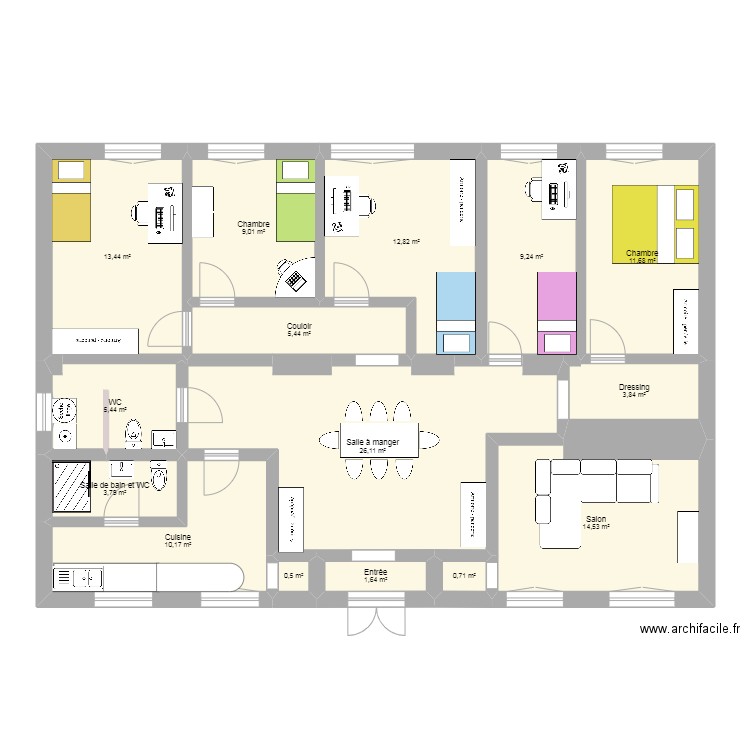 Maison 1 rus. Plan de 15 pièces et 128 m2