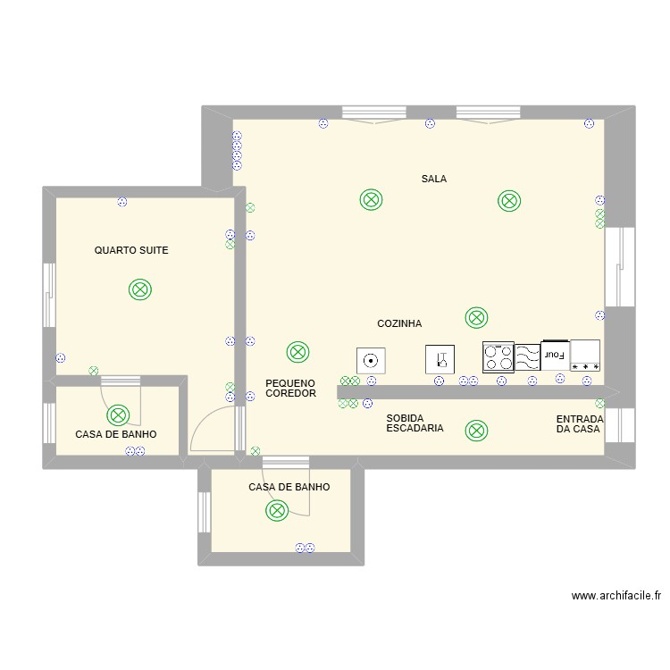 CASA MELRES PISO 1 ELETRICISTA. Plan de 4 pièces et 71 m2