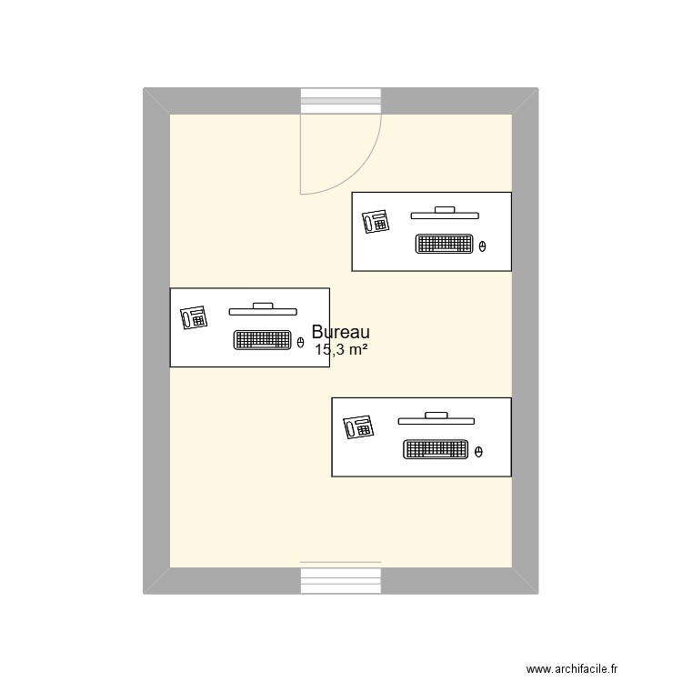 Bureau1. Plan de 1 pièce et 15 m2
