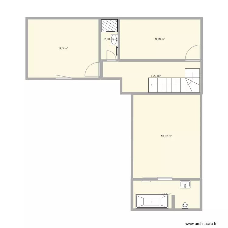 appartement. Plan de 6  et 55 m²