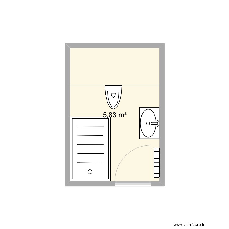 Sdb etage. Plan de 1 pièce et 6 m2