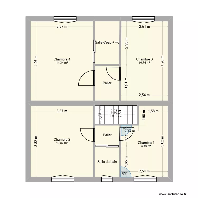 roussel ETAGE. Plan de 9  et 58 m²