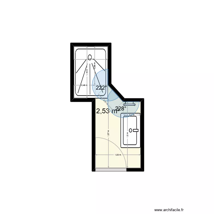 laborde ch64. Plan de 1  et 3 m²