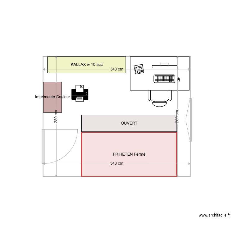 Bureau Cancale v5. Plan de 1 pièce et 10 m2