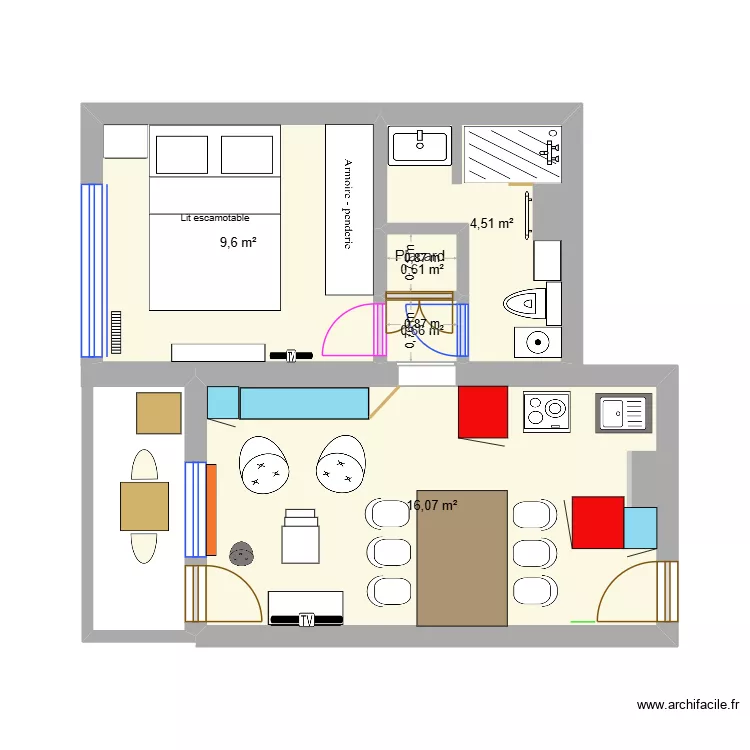 piece 2. Plan de 5  et 31 m²