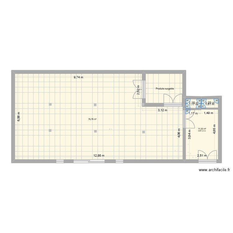 SUPERETTE MOJA MARKET. Plan de 3 pièces et 95 m2