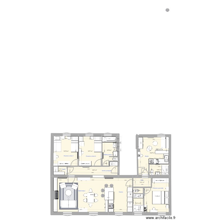 appart clichy 2. Plan de 13 pièces et 109 m2