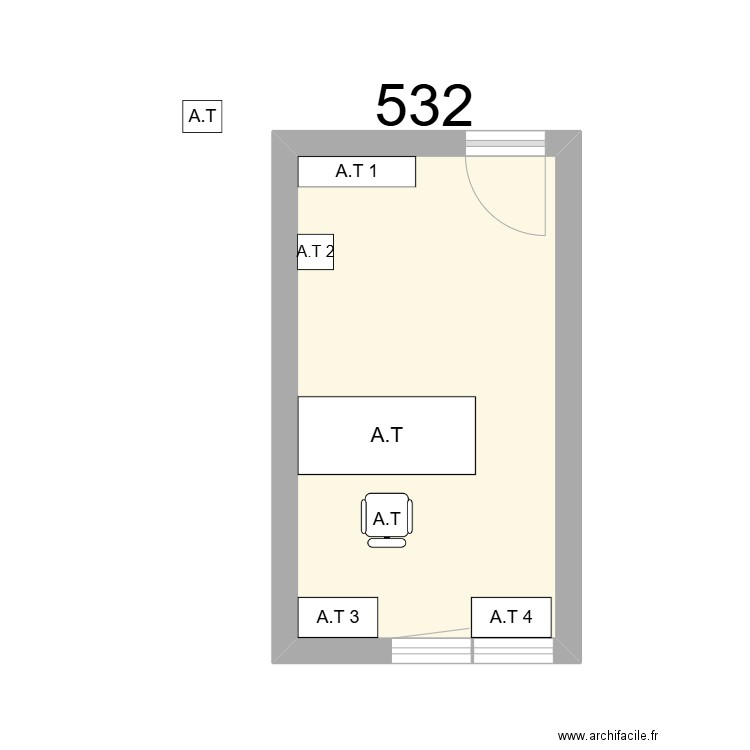 Bureau R 532 A.THIBBAUT. Plan de 1 pièce et 13 m2