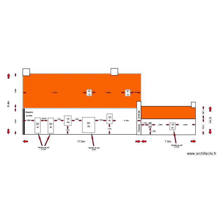 facade arriere avant travaux. Plan de 0 pièce et 0 m2