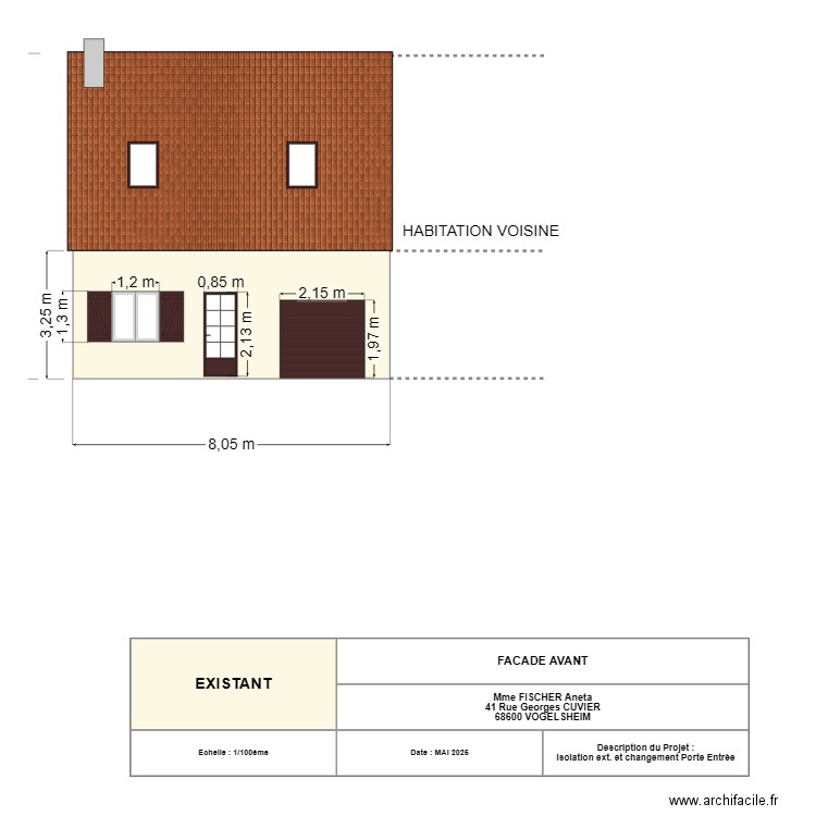 FACADE AVANT ACTUELLE. Plan de 0 pièce et 0 m2