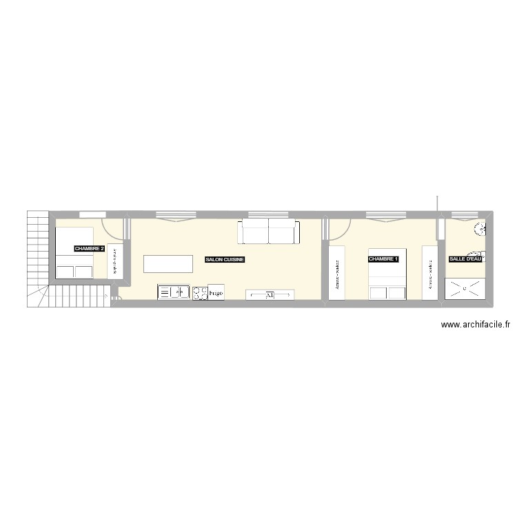 MM83. Plan de 4 pièces et 43 m2