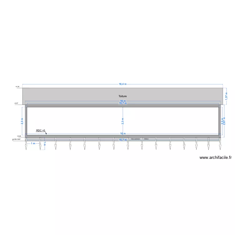 Facade coupe notre maison. Plan de 