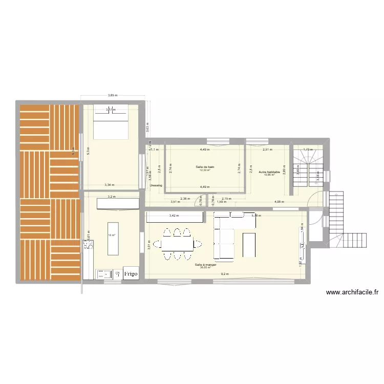 Rdc + extension (chambre +). Plan de 
