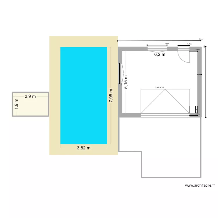 garage. Plan de 2  et 37 m²