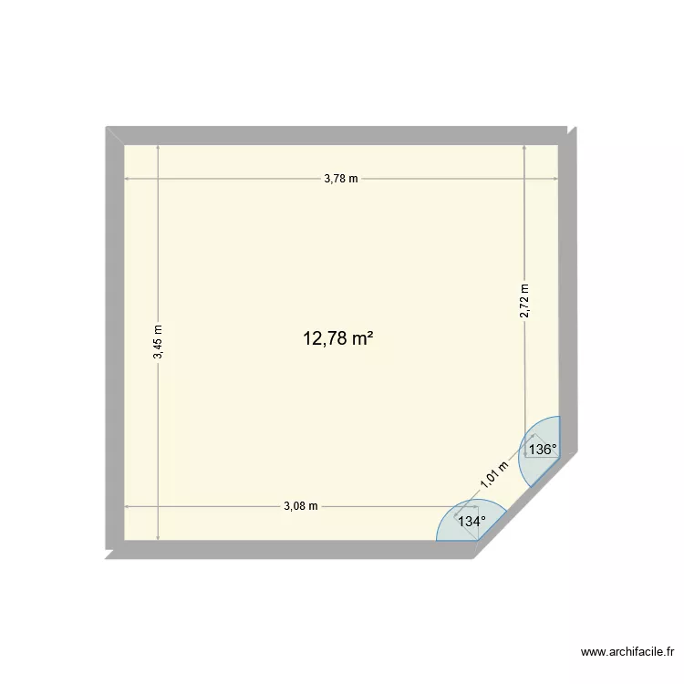Plafond salon. Plan de 1  et 13 m²