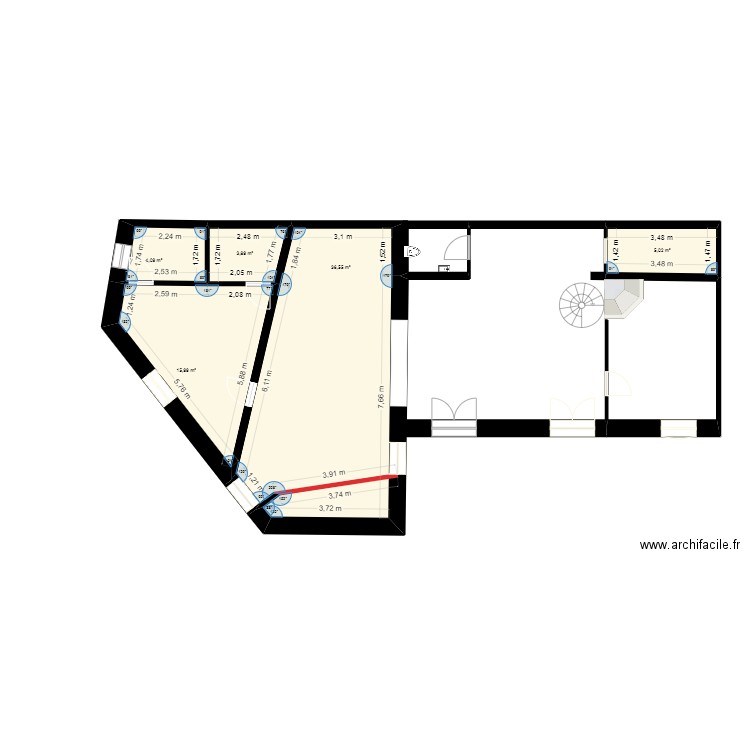 plan maison meublé 5. Plan de 5 pièces et 66 m2