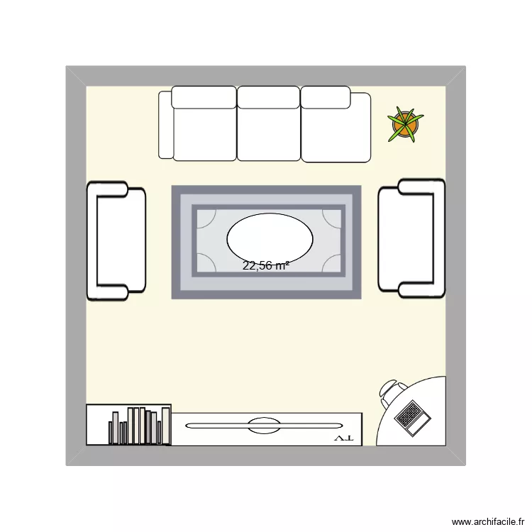 SALON NORMAL TEST. Plan de 1  et 23 m²