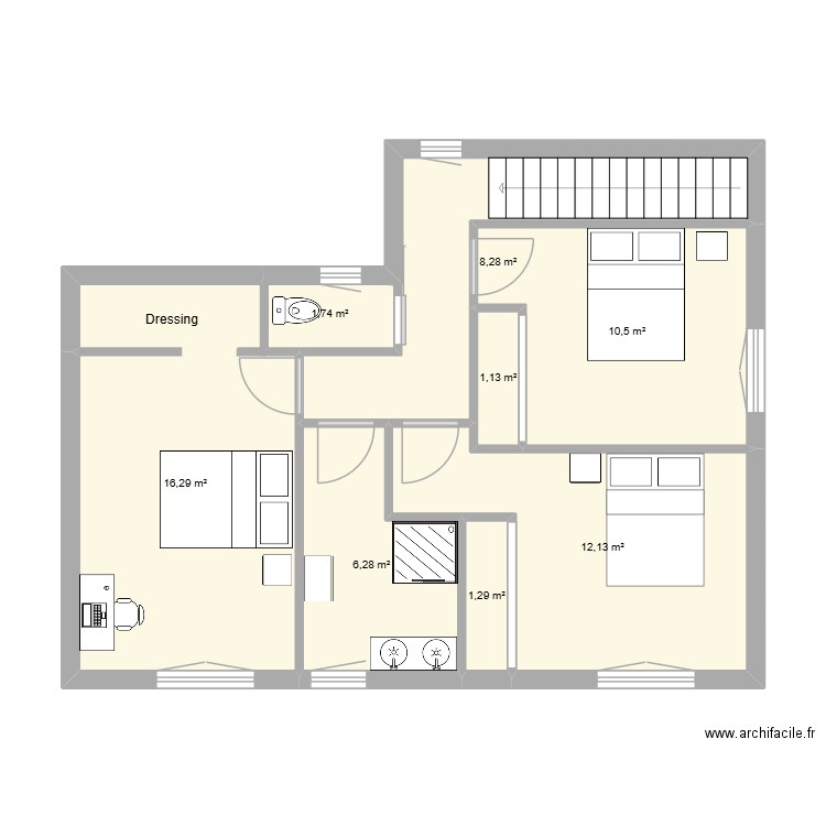 ML surelevation2. Plan de 8 pièces et 58 m2