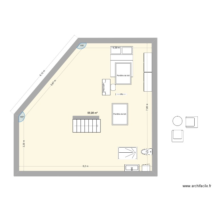  calcul mezannine. Plan de 5 pièces et 110 m2