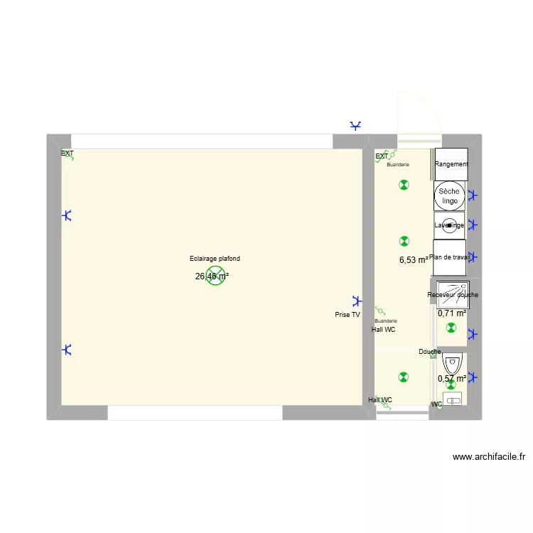 Garry. Plan de 4  et 34 m²