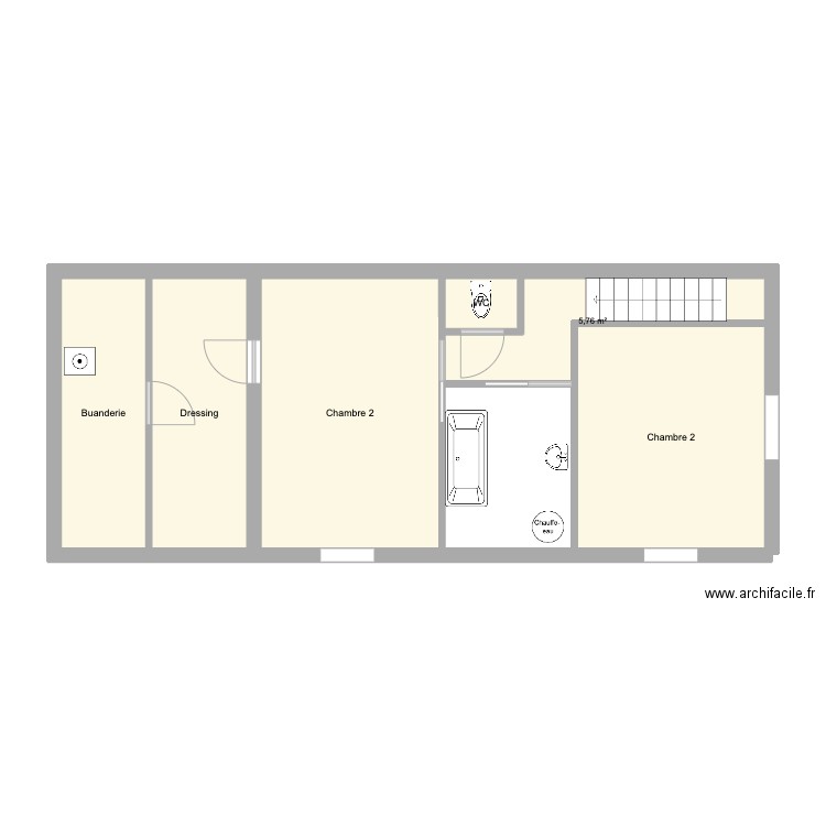etage maison. Plan de 6 pièces et 55 m2