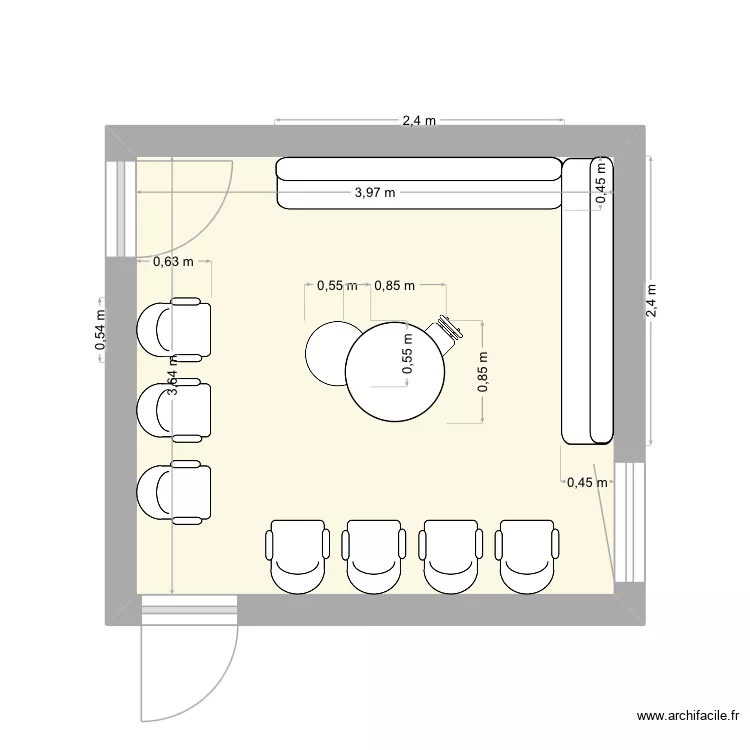 Cabinet cardiologie. Plan de 1  et 14 m²