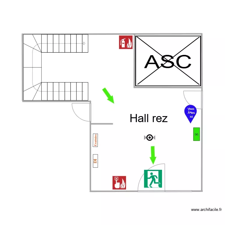 hall rez. Plan de 1 Pièce et 7 m² hall rez. Plan de 1 Pièce et 7 m²